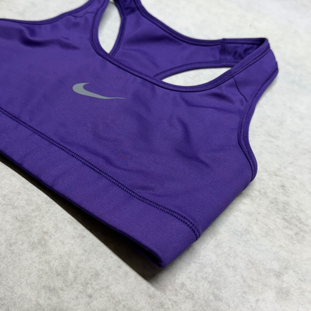Nike Dri-Fit Racerback Medium Support Girls Large‎ (XS) Purple Swoosh Sports Bra - Picture 2 of 7